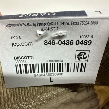 St. John's Bay Women's Biscotti Capri Pants Size L New