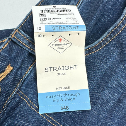 St. John's Bay Womens Straight Jeans - Mid Rise - Size 10 (New)