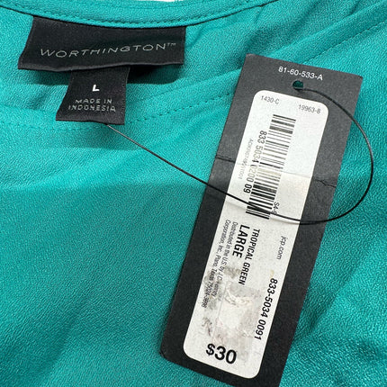 Worthington Sleeveless Blouse Tropical Green Size L New