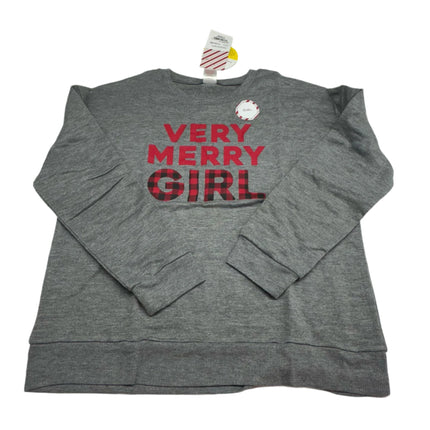 North Pole Trading Co. Very Merry Girl Pajama Set Gray/Red Plaid Size XL (16) New