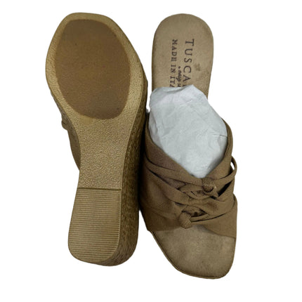 Tuscany Easy Street Ghita Natural Crepe Wedge Sandals Size 7 New