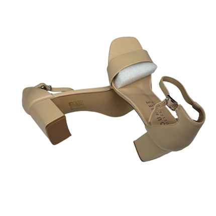 Journee Collection Women's Ankle Strap Block Heel Sandals - Beige Size 6.5 New
