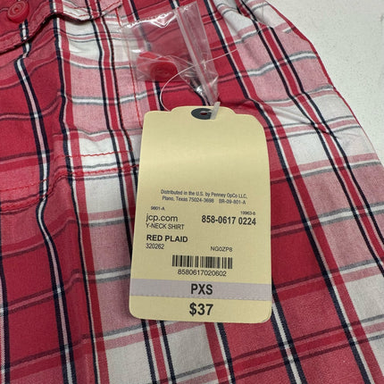 St. John's Bay MEN's Classic Plaid Shirt Red Size XS New