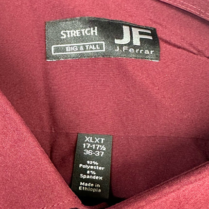J. Ferrar Men's Stretch Dress Shirt Burgundy XL Big & Tall New Without Tags