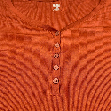 A.N.A Autumn Russet Henley Ribbed Top Size 2X New