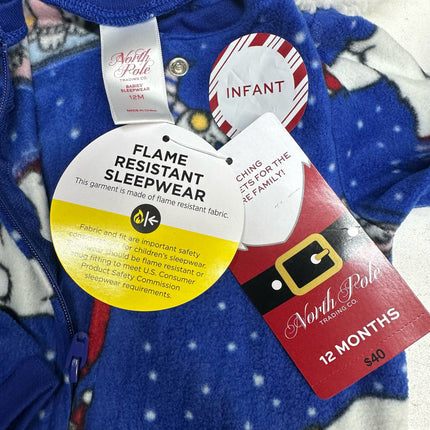 North Pole Trading Co. Infant Flame-Resistant Sleepwear Blue 12M New