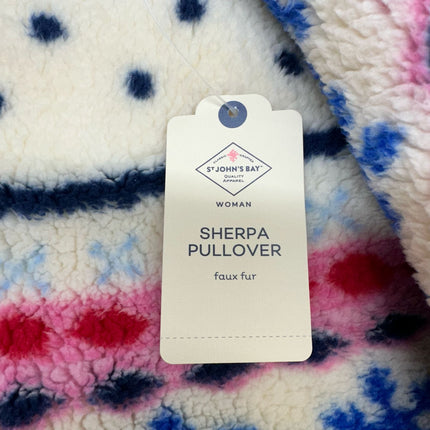 St. John's Bay Women's Sherpa Pullover Snowflake Print Size 3X New
