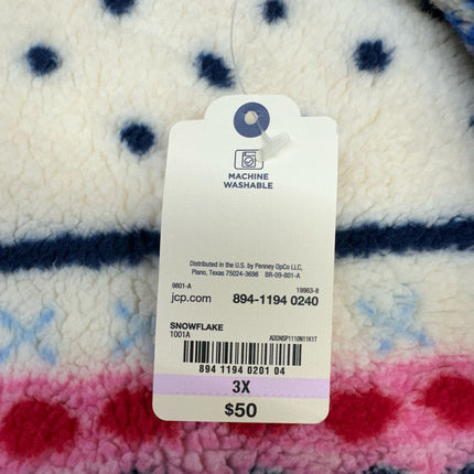 St. John's Bay Women's Sherpa Pullover Snowflake Print Size 3X New