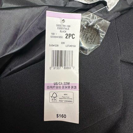 Le Suit Women's Black Blazer Jacket Size 22W New