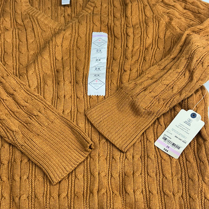St. John's Bay Women's Classic Cable Sweater Deep Bronze Size 2X New