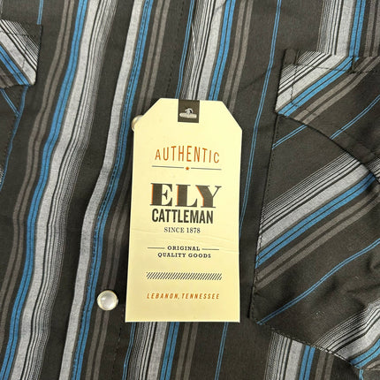 Ely Cattleman Western Shirt Black Striped Size XL New