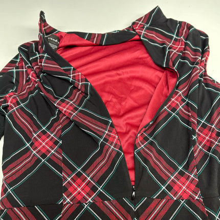 Clover and Sloane Black/Red Plaid Long Sleeve Dress Size 14 New