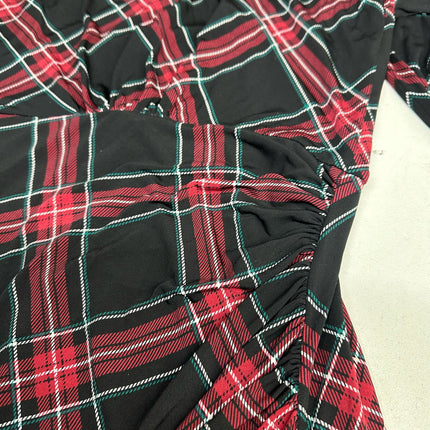 Clover and Sloane Black/Red Plaid Long Sleeve Dress Size 14 New