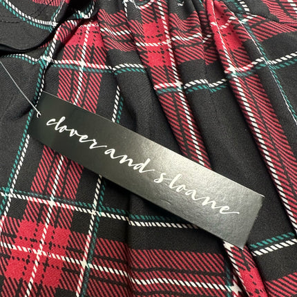 Clover and Sloane Black/Red Plaid Long Sleeve Dress Size 14 New