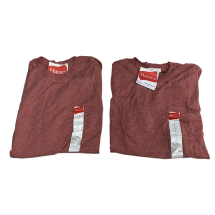 Hanes Originals Red Heather Short Sleeve T-Shirt Size S  2 Pack New