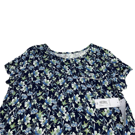 Liz Claiborne Floral Sleepwear Dress Navy Blue Size Large New