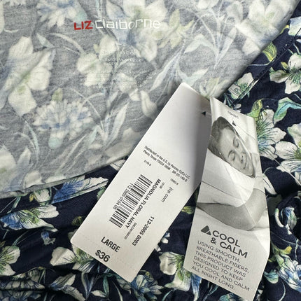 Liz Claiborne Floral Sleepwear Dress Navy Blue Size Large New