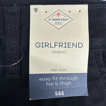 St. John's Bay Girlfriend Chino Pants Black Size 16 New