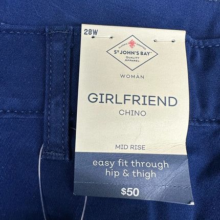 St. John's Bay Girlfriend Chino Pants Navy Size 28W New