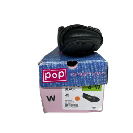 Pop Nelly Memory Foam Flats Black Women's Size 8W New