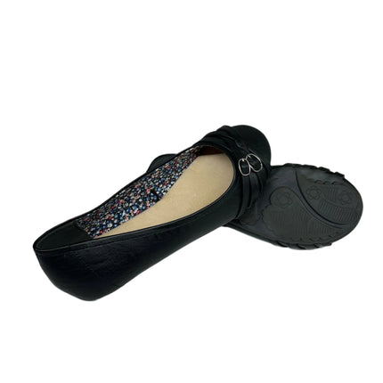 Pop Nelly Memory Foam Flats Black Women's Size 8W New