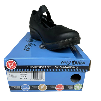 Easy Works by Easy Street Letsee Women's Black Slip-Resistant Shoes Size 9W New