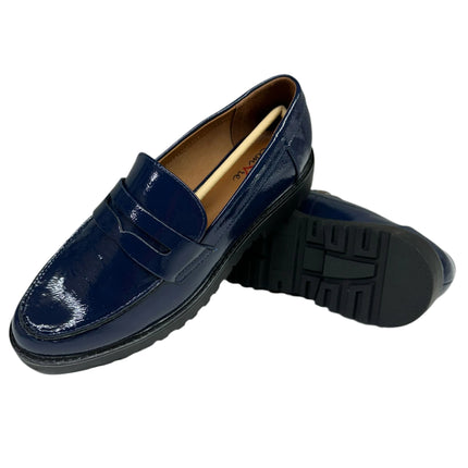 Amore Navy Loafers Blue Patent Slip-On – Size 7.5 Men's – New