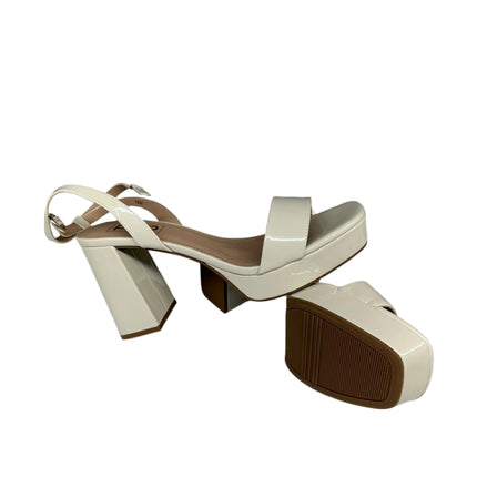 POP Casen Ivory Block Heel Sandals Size 10M Women's New