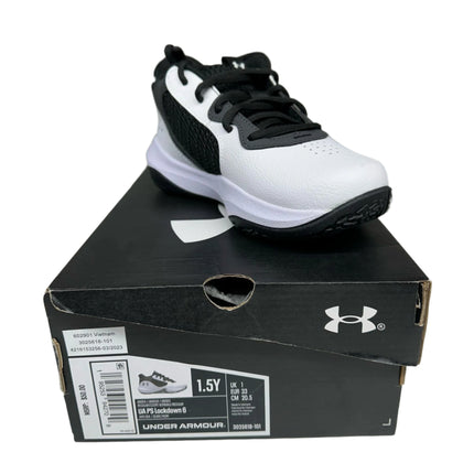 UNDER ARMOUR UA PS LOCKDOWN 6 WHT/BLK/BLANC/NOIR SIZE 1.5Y UNISEX