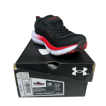 Under Armour Assert 10 Alternate Closure Black/Deep Red Size 12K Boys New