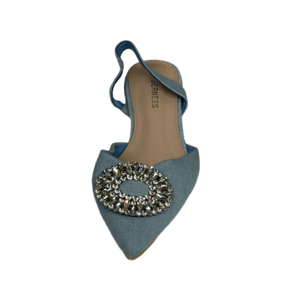Berness Embellished Pointed Toe Slingback Flats Light Blue Size 8.5 Women's New Without Box