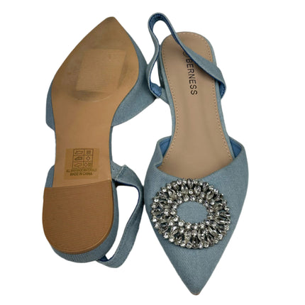 Berness Embellished Pointed Toe Slingback Flats Light Blue Size 8.5 Women's New Without Box