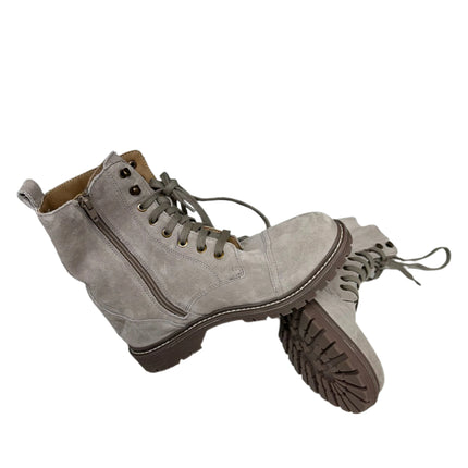 Zodiac Taupe Suede Lace-Up Combat Boots Size 6.5 New Without Box