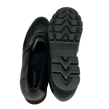Vionic Leather Lug Sole Loafers Black Size 7.5 New Without Box