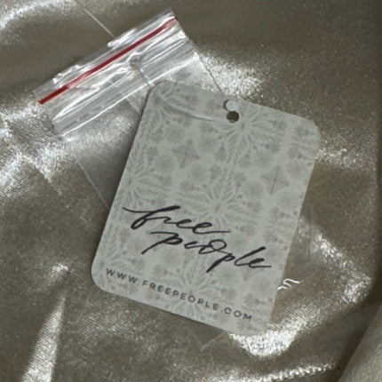 Free People Button-Front Satin Shirt Sand/Sable Size M New