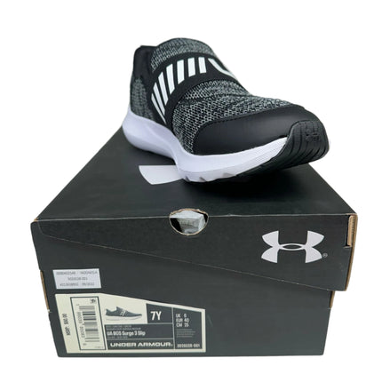 Under Armour Surge 3 Slip-On Jet Gray/White Size 7Y Boys' New
