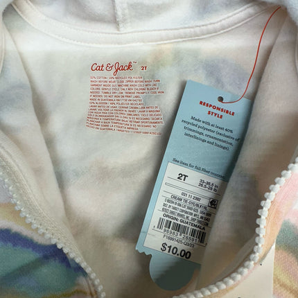 Cat & Jack Tie-Dye Zip-Up Hoodie Size 2T (New)