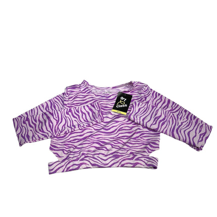 Art Class™ Girls' Zebra Printed Rash Guard Swim Top (Size 10/12) - Purple
