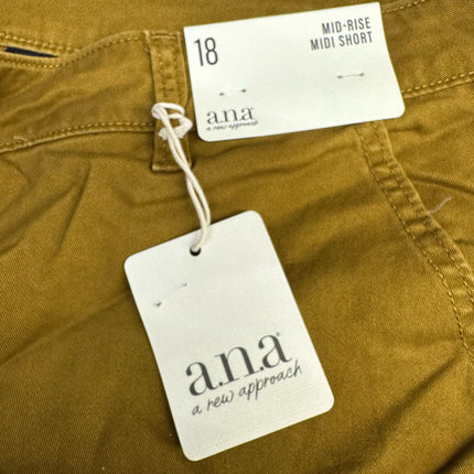 Ana Womens Size 18 Mid-Rise Midi Green Khaki Shorts New