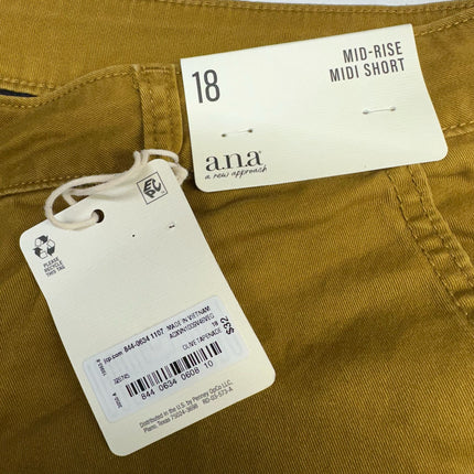 Ana Womens Size 18 Mid-Rise Midi Green Khaki Shorts New