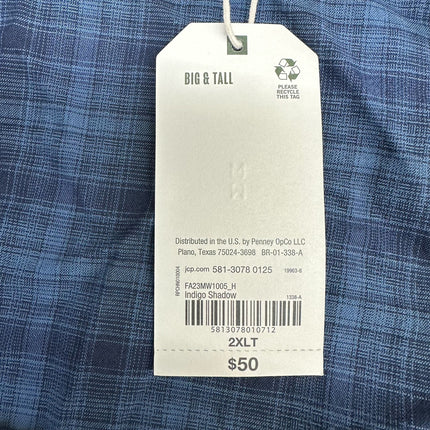 Mutual Weave Men's 2XLT Button-Down Shirt Indigo Shadow New