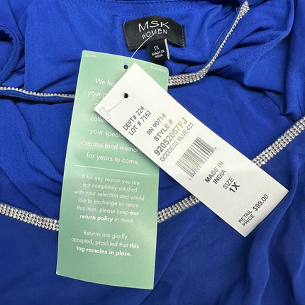 MSK Women's Dress, Goddess Blue, Size 1X, New