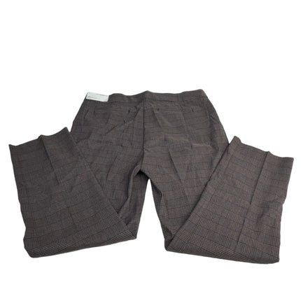 Liz Claiborne Women's Lisa Straight Leg Mid-Rise Pants Black Wine Plaid Size 16 - New