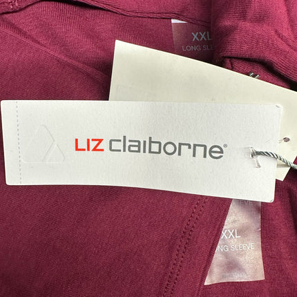 Liz Claiborne Women's Long Sleeve Top Burgundy Passion Size XXL (New)