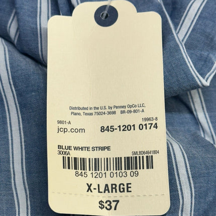 St. John's Bay Men's Classic Shirt Blue White Stripe Size XL (New)