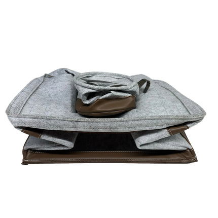 Houseenzia Felt Storage Basket with Leather Handles and Wooden Stick (Open Box)