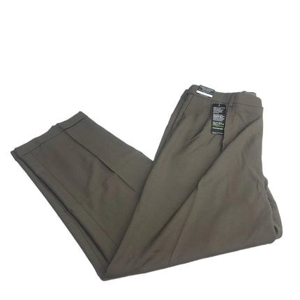 Haggar Men's Premium Comfort Classic Fit Pleat Expandable Waist Dress Pants, Dark Chocolate, 38W x 31L (New)