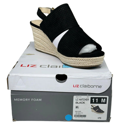 Liz Claiborne LC Hatcher Wedge Sandals (Black) Size 11 Women's - New
