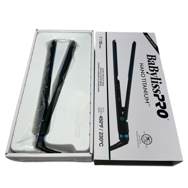BaBylissPro Nano Titanium Ultra-Thin Flat Iron 1″ – Black & Blue Limited Edition (New)