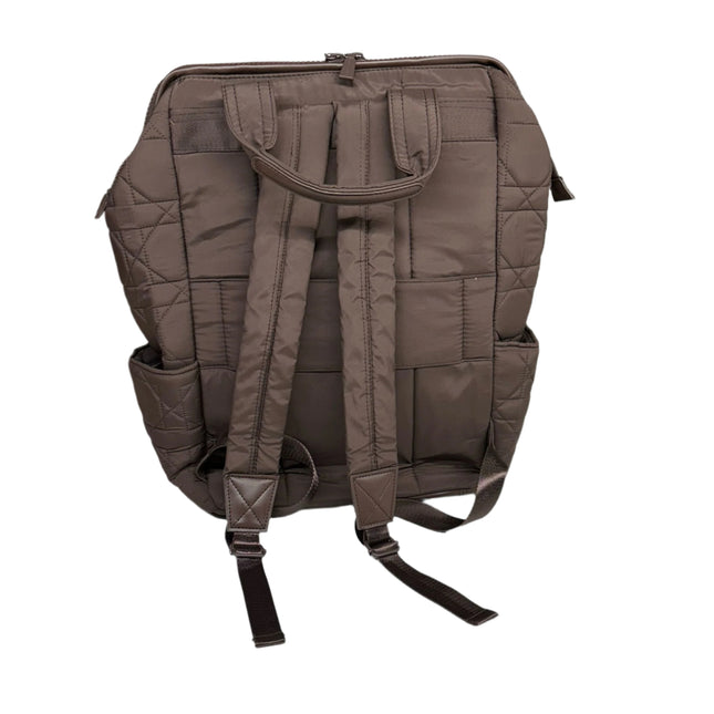 Max Studio Quilted Nylon Travel Backpack with Front Zipper Pocket – Chocolate – New